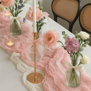 Pink Table Flag Dessert Table Decor Birthday Western Dining Atmosphere Setup Gauze Tablecloth Material Folded Table Props