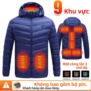 Áo Khoác Giữ Nhiệt Cho Nam Và Nữ Mùa Đông Áo Khoác Phao Tự Sưởi Ấm Bằng USB Có Mũ Trùm Đầu Tháo Rời Thích Hợp Cho Trượt Tuyết Cắm Trại 9/21 Vùng Giữ Nhiệt Áo Gió Giữ Ấm