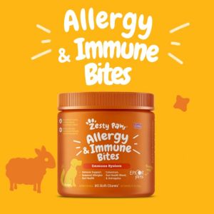 Zesty Paws Allergy & Immune Bites for Dogs Immune System - Lamb Flavor (90 Soft Chews) (EXP:04 2026)