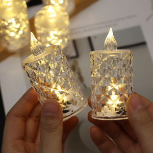 1/6PCS Flameless LED Electronic Candle Light Transparent Acrylic Button Tea Light Party Wedding Home Decoration Night Lamps