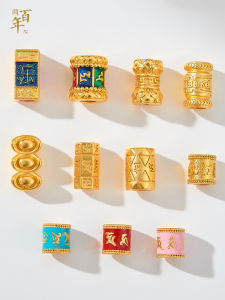 Traditional Sand Gold Three-Treasure Bracelet Beads Necklace DIY Accessories Alloy Plated Silver Gold Fresh Outspring Jewelry