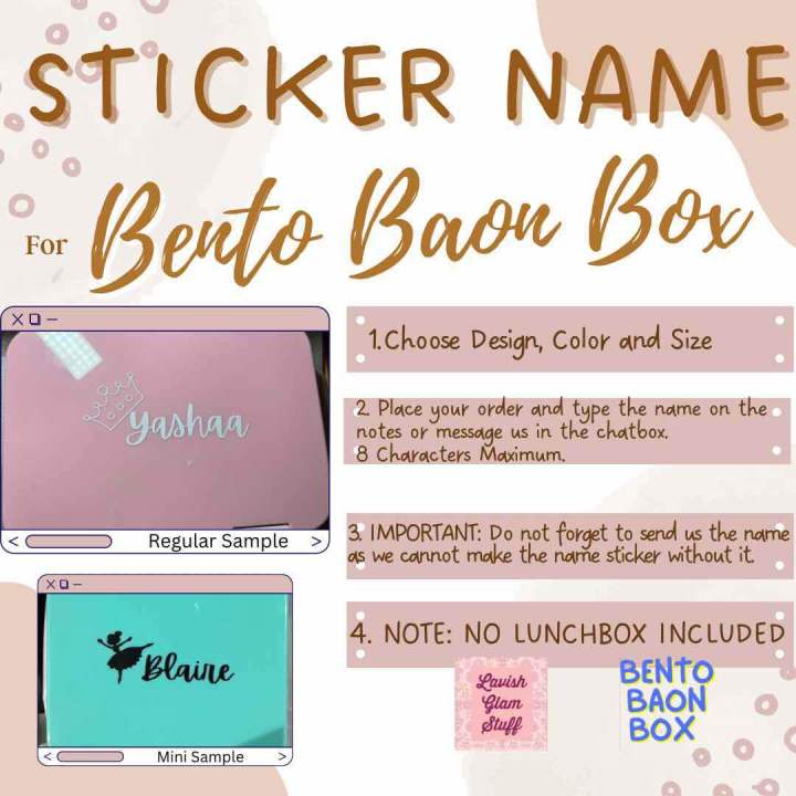 Name Sticker for Bento Baon Box Lunchbox Lazada PH