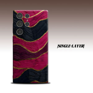 Magenta Gold Wave Paint For Samsung Galaxy S26 S25 S24 A56 A36 Dual Layer Luxury Fashion Full Lens Protective Case
