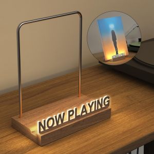Now playing Vinyl Record Holder Light Up Vinyl Record Display Stand with  Fingerprint-Proof Acrylic Albums Warm White Light