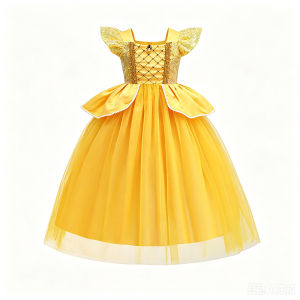 Belle Dress Kids Halloween Child Cosplay Costume Yellow Dress for Girls Clothes Sets Baby Girl Princess Dresses Christmas Party