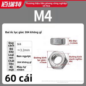 BAIRUITE | Đai Ốc Lục Giác Mạ Kẽm Chống Gỉ Thép Không Gỉ M4 M5 M6 M8 M10-M20