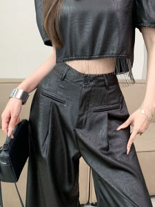 2024 Summer New Arrival Acetate Satin Shirt Women Stylish Niche Style Chic Tassel High Waist Cropped T-shirt