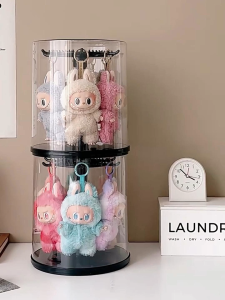 กล่องฟิกเกอร์ กล่องใส่โมเดล ตู้โมเดล หมุนได้ รูปทรงกระบอก ปกใส ทำความสะอาดง่าย สามารถวางซ้อนกันได้ การแสดงโมเดล