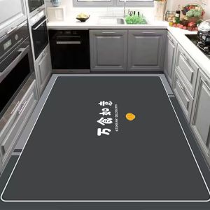 Silica Clay Kitchen Bathroom Mat Water Absorbent Non-Slip Quick Dry Full Coverage Oil Resistant Washable Modern Simple Style