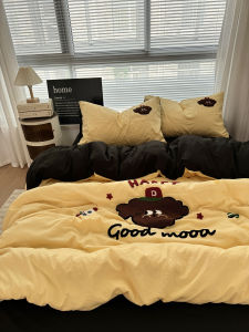 Ins Double Match Milk Yellow Cute Dog Towel Washed Cotton Four Piece Set Ultra Soft Cover Sheet Dormitory Bedding Three Piece Set