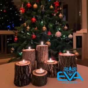 Bộ 6 Chân Nến Hình Cành Cây Bằng Gỗ Tự Nhiên Trang Trí Decor Nhà Cửa / Set Of 6 Wooden Candlesticks From Natural Wood