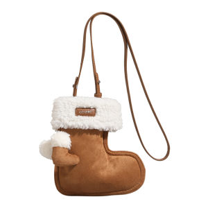 URCDN RDALVO | Retro Suede Plush Cute Sheep Fleece Clashing Colors Versatile Shoulder Bag