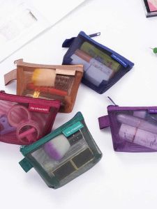 Mesh Triangle Coin Purse Portable Buggy Bag Lipstick Cosmetic Card Transparent Student Square Storage Small Bag