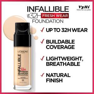 [Made in U.S.A] Kem nền L’Oréal số 405 -  L’Oréal 𝑰𝒏𝒇𝒂𝒍𝒍𝒊𝒃𝒍𝒆 32𝑯 𝑭𝒓𝒆𝒔𝒉 𝑾𝒆𝒂𝒓 𝑭𝒐𝒖𝒏𝒅𝒂𝒕𝒊𝒐𝒏. 30𝒎𝒍