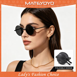 MATEYOYO Foldable Sunglasses Circular Men Women Polarized Glasses Chic Retro Sunglasses Photochromic Polarized Sunglasses Men Discoloration Eyewear Anti Glare UV400 Glasses