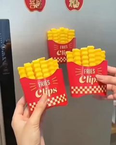 BY Mall Fries Clips 12pcs Clips with Fridge Magnet Storage Bag Food Clip Sealer for Snack Bag Food Package Chips