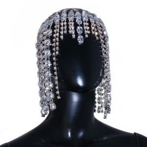 Sparkling Hair Chain with Large Diamonds And Tassels Concert Performance Accessory Glitzy Water Diamond Headwear for Dancers