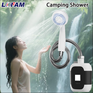 Portable Camping Shower with Light Outdoor Indoor Rechargeable Electric Shower Pump Kit for Hiking Home Bathing Car Dog Washing