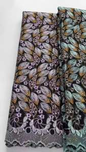 Luxury Pink Wine Swiss Voile Cotton Lace Fabric Leaf Embroidery Stones African Dry Lace For Nigerian Wedding Party Dress 5Yards
