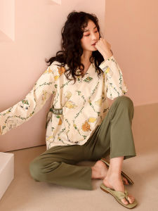 Long Sleeve Sweet Japanese Style Maternity Pajamas Pure Cotton