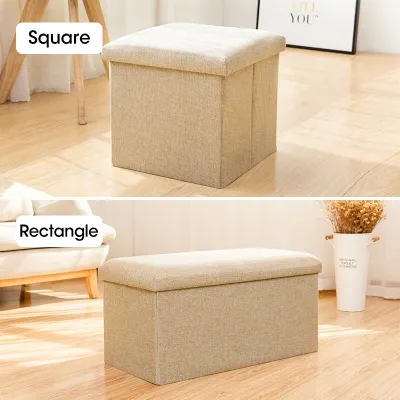 LIKHA Ottoman Storage Chair with Box/Sofa Footstool Seat Space-saving Multi-purpose Foldable Storage Shoe Stool