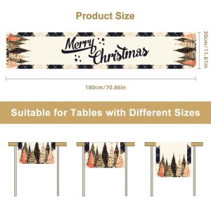 Christmas Tree Pattern Table Runner Festive Home Decor Durable & Washable