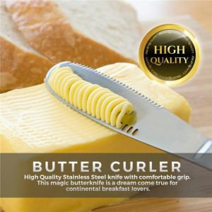 Stainless Steel Butter Knife with Holes Multifunctional Cheese Spreader for Jam Cream Toast Bread Cold Butter Curler Gadget Tool
