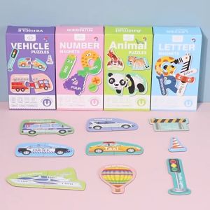 【Early Education】Magnetic Number Alphabet Animal Vehicle Puzzles for kids. Preschool Education Toys. Fridge Magnet. . HEYBABE.