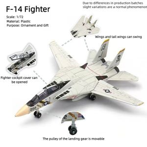 F-14 Fighter，1:72 assembled plastic airplane model (including display rack) home display and collection creative gifts