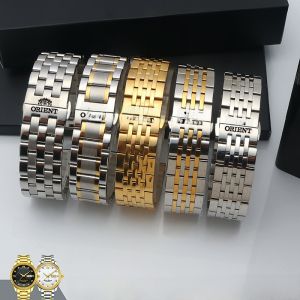 Oriental Double Lion Watch Band Solid Steel Mechanical Watch Butterfly Buckle Precision Steel Watch Chain Accessories Arc Mouth 20mm