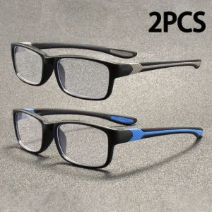 2 Pairs of Mens Elegant Anti Blue Light Reading Glasses  Rectangular Full Frame Anti Glare Lenses