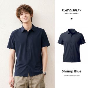 spao | Moss Green Ice Silk Short Sleeve Business Casual Shirt