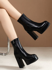 Chunky Sole Thick Bottom Waterproof High Heel Ankle Boots