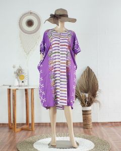 DASTER Wanita Kaftan Lengan Pendek Batik Cap Premium