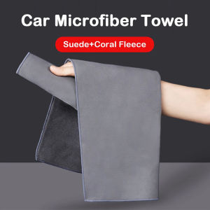 Car water-absorbent super double-sided towel coral velvet + velvet cleanable microfiber care car towel