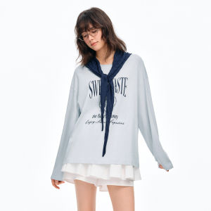 DUSHU | Lazy and Misty Style Knit Cardigan and Linen T-Shirt Top Set