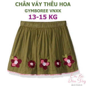 Chân váy thêu hoa 3T 13-15kg VNXK màu xanh oliu cho bé gái 2-3 tuổi