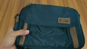 Sling Bag Pria Kulit Leather | Tas Selempang Bahu Messenger Pria Kombinasi Kulit CH Sapi | Slingbag Cowok Distro Kekinian | Tas Bahu Pria Terkini Cokelat Polos Kanvas