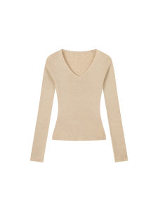 THROUS | Áo Thun Knit Cổ V Ôm Sát