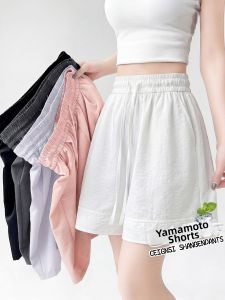 XIANYIJIAO | White Ice Silk Summer Shorts for Petite Women Quick Drying Sporty Wide Leg