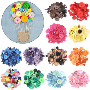 50g/pack Colorful Round Resin Buttons Assorted Sizes Bulk Buttons For DIY Handmade Scrapbook Crafts Sewing Clothing Accessories