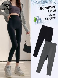 miiow | Cool Feeling Ice Silk Shark Skin Fitness Yoga Pants High Waist Womens Summer 2025 New Style Tummy Control Butt Lifting Slimming