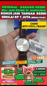 CASIO ORIGINAL - CASIO MTP-VT01L-7B2VUDF - Analog - MEN - Kulit - Coklat Silver - Jam dunia JD18ST # Jam Tangan Pria Cowok Anti Air Digital Analog + CASIO MTP VT01L 7B MTP-VT01L VT 01 L MTPVT01 MTP-VT01 MTPVT01L MTP-01 MTP-VT01L-7B VT01 $ WR0 STK SD7