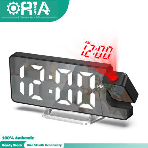 Đồng hồ báo thức chiếu oria cho trần phòng ngủ đồng hồ kỹ thuật số Đồng hồ để bàn Màn hình LED lớn 7.9 " 12/24h điều chỉnh độ sáng đồng hồ báo thức đồng hồ báo thức kép với 2 âm thanh báo lại