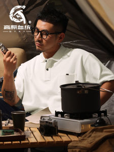 Loose Fit Large Size Mens Short Sleeve Polo Shirt American Casual Style Air Layer Trendy Brand Breathable Comfortable T-Shirt