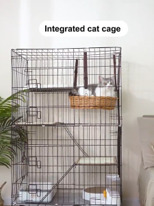 Large Pet Cat Cage 4 layer Foldable Heavy Duty Pet Cage with Poop Tray Collapsible Cage