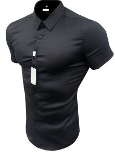 Muscle Mens Fitness Shirt Summer Mens Sports Stretch Breathable Slim Fit and Quick-Drying Non-Ironing Slimming Muscle Short Sleeve Shirt