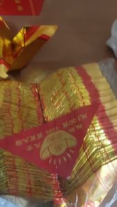 MJ Kertas Sembahyang Kim Super 2 Lipat / Thi Kong Kim Lipat Bentuk Perahu 100 Pcs / RRC