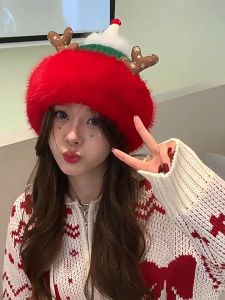 ❣️ RICHHAT ❣️Topi Beanie RUSA Rajut Topi Kupluk Topi Natal Christmas PREMIUM Winter Bulu
