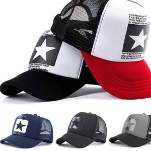 Penghantaran dari China [2025] Musim Bunga dan Musim Panas Uniseks Topi Jala Bintang Lima Bucu Hitam Putih Pelbagai Warna Topi Besbol Pasangan Visor Matahari Topi Berongga Hip-Hop 3.1